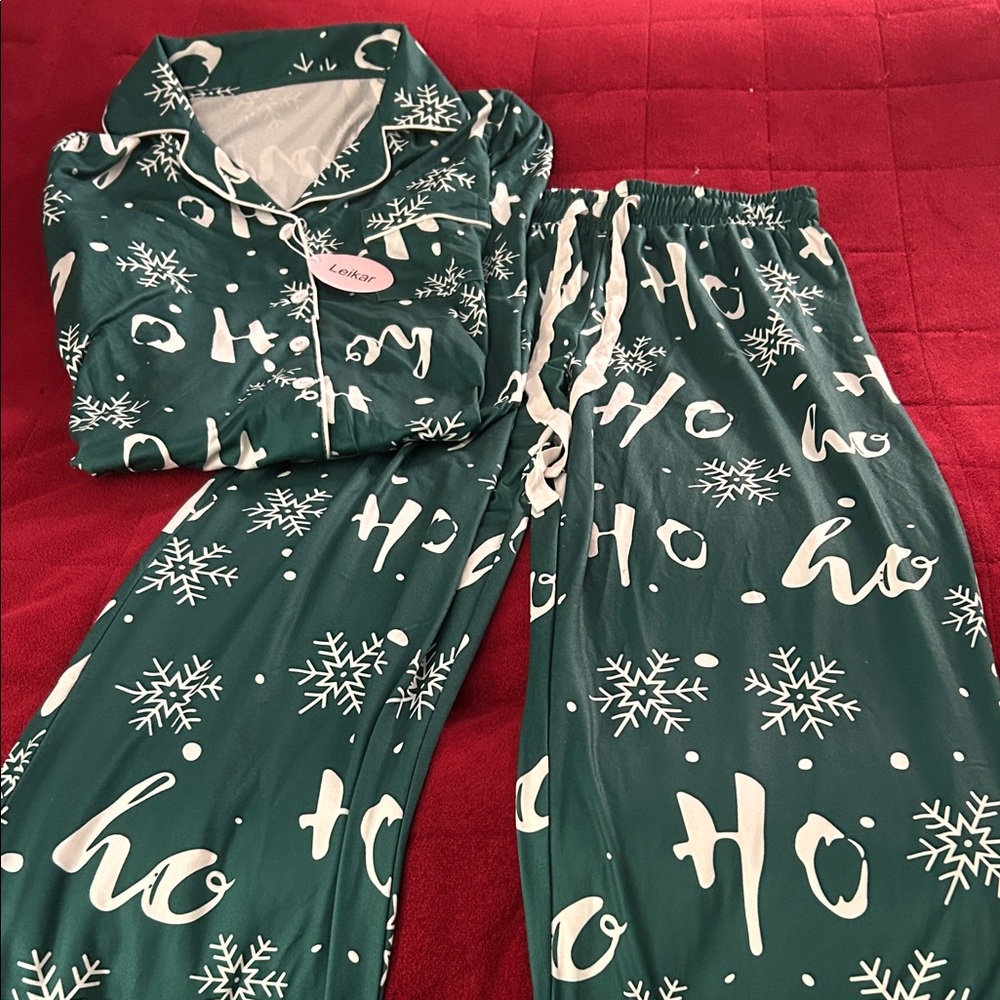 Festive Green Pajamas Ho Ho